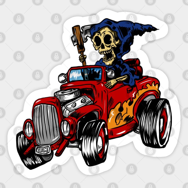 Grim reaper driving boi Sticker by silentrob668